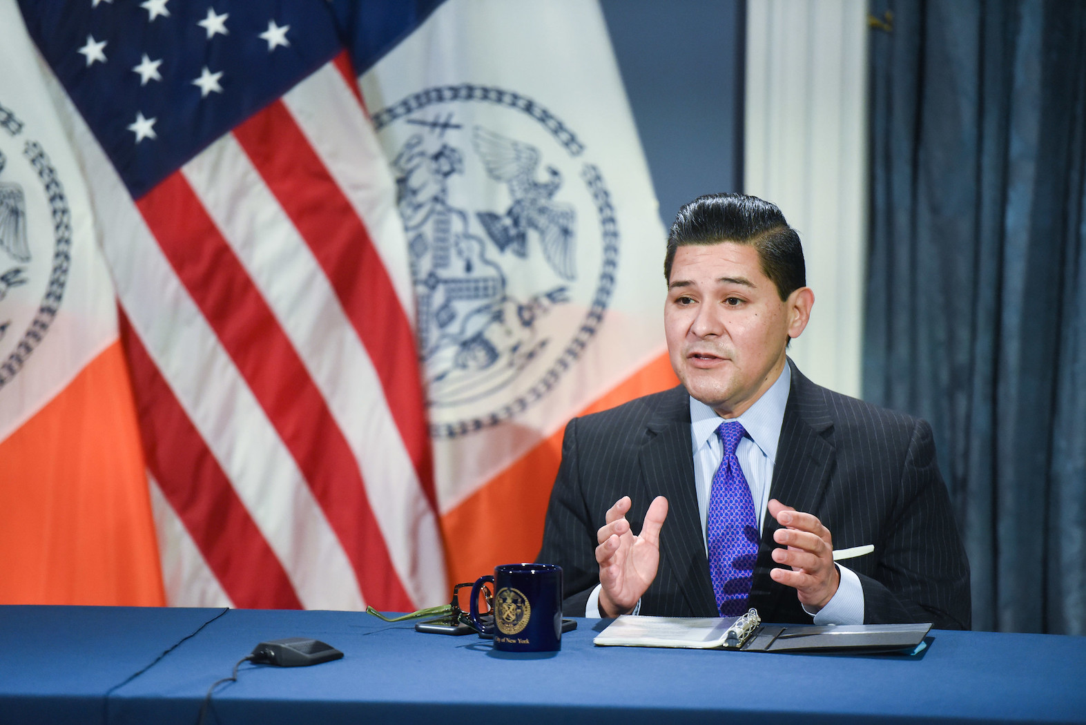 New York City schools Chancellor Richard Carranza at a media availability on December 21.